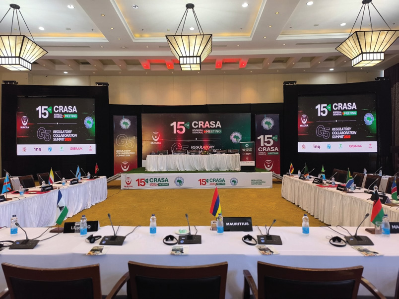 Event branding setup with stage visuals
